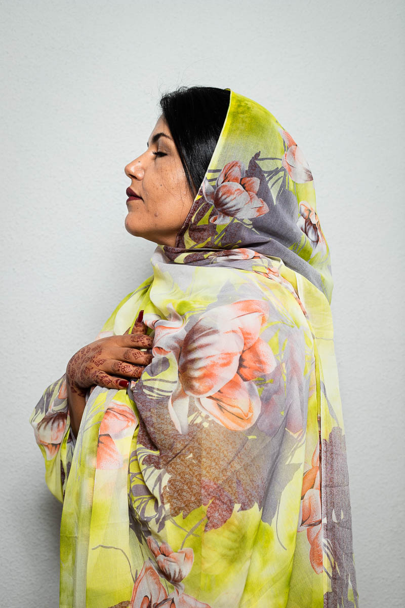 Fatma in colorful shawl
