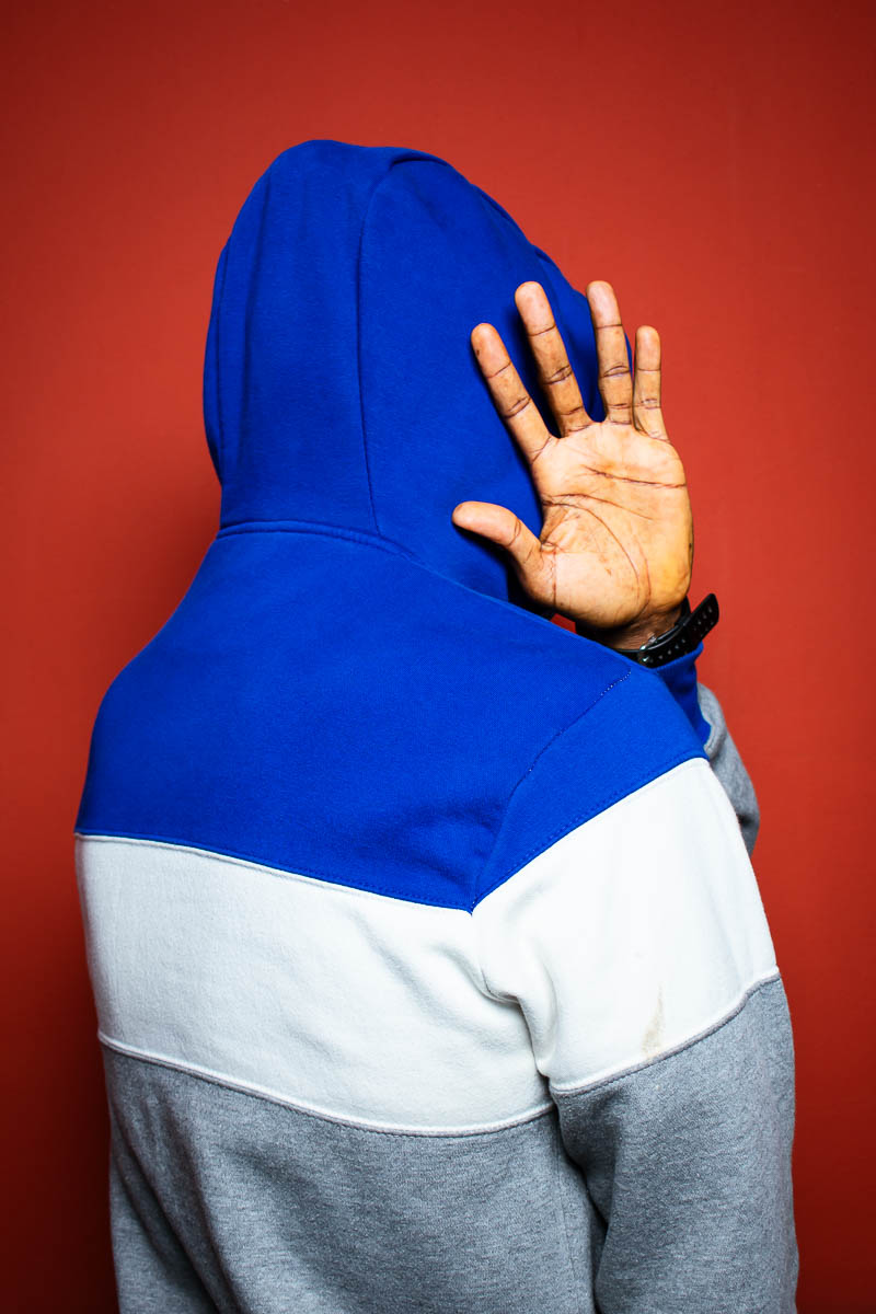Portrait of Kent, not showing his face to the camera wearing a jacket